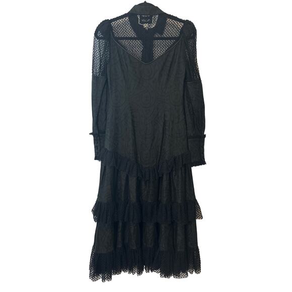 Alexis Evarra Black Sheer Lace Midi Dress XS NWT $975 - Picture 4 of 14
